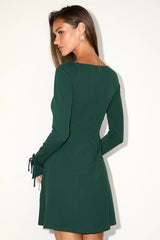 Adored Treatment Emerald Long Sleeve Tie Cuff Mini Dress