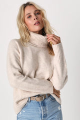 Found the Warmth Beige Turtleneck Pullover Sweater