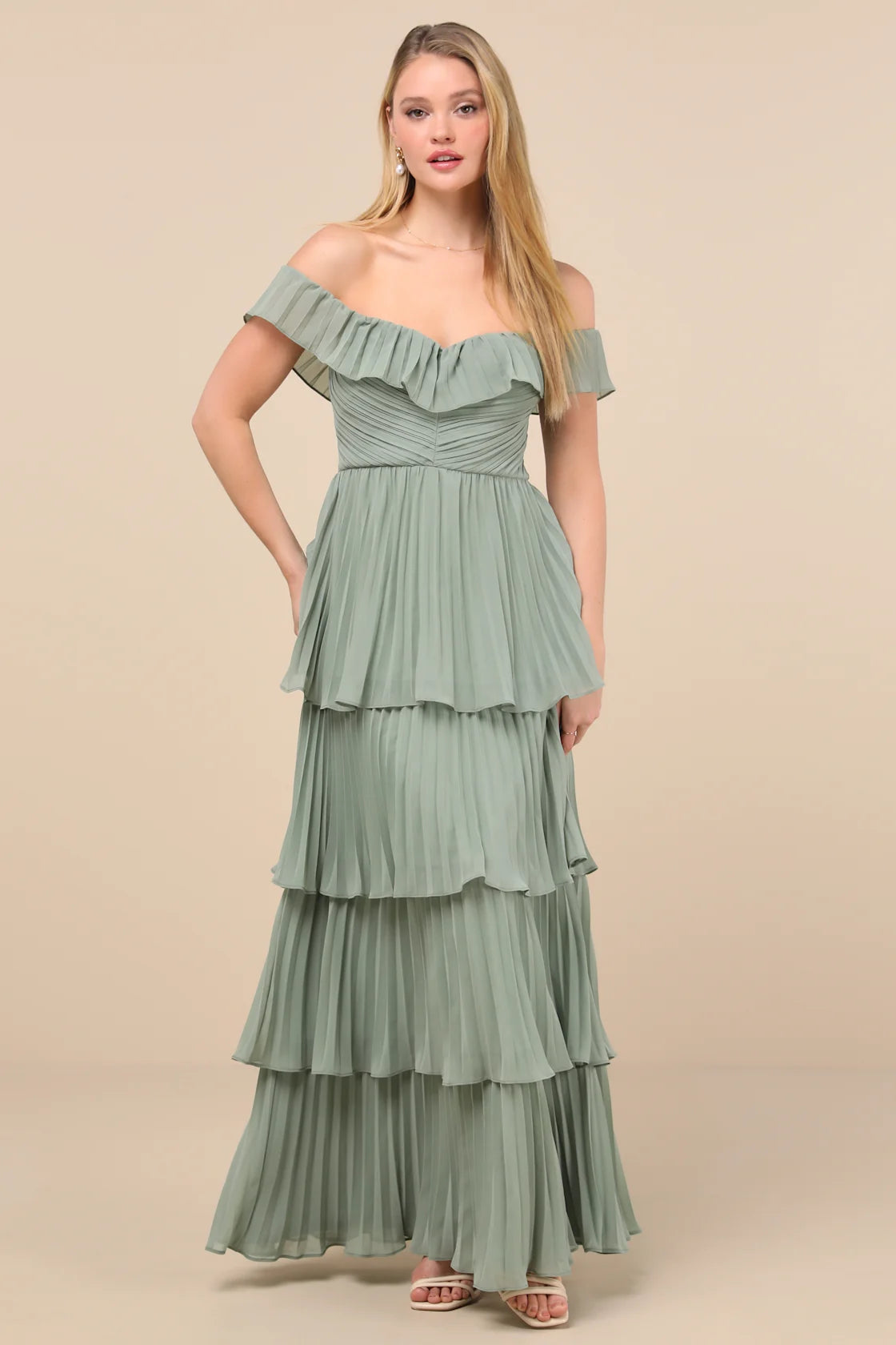 Always Remarkable Black Pleated Off-the-Shoulder Maxi Dress