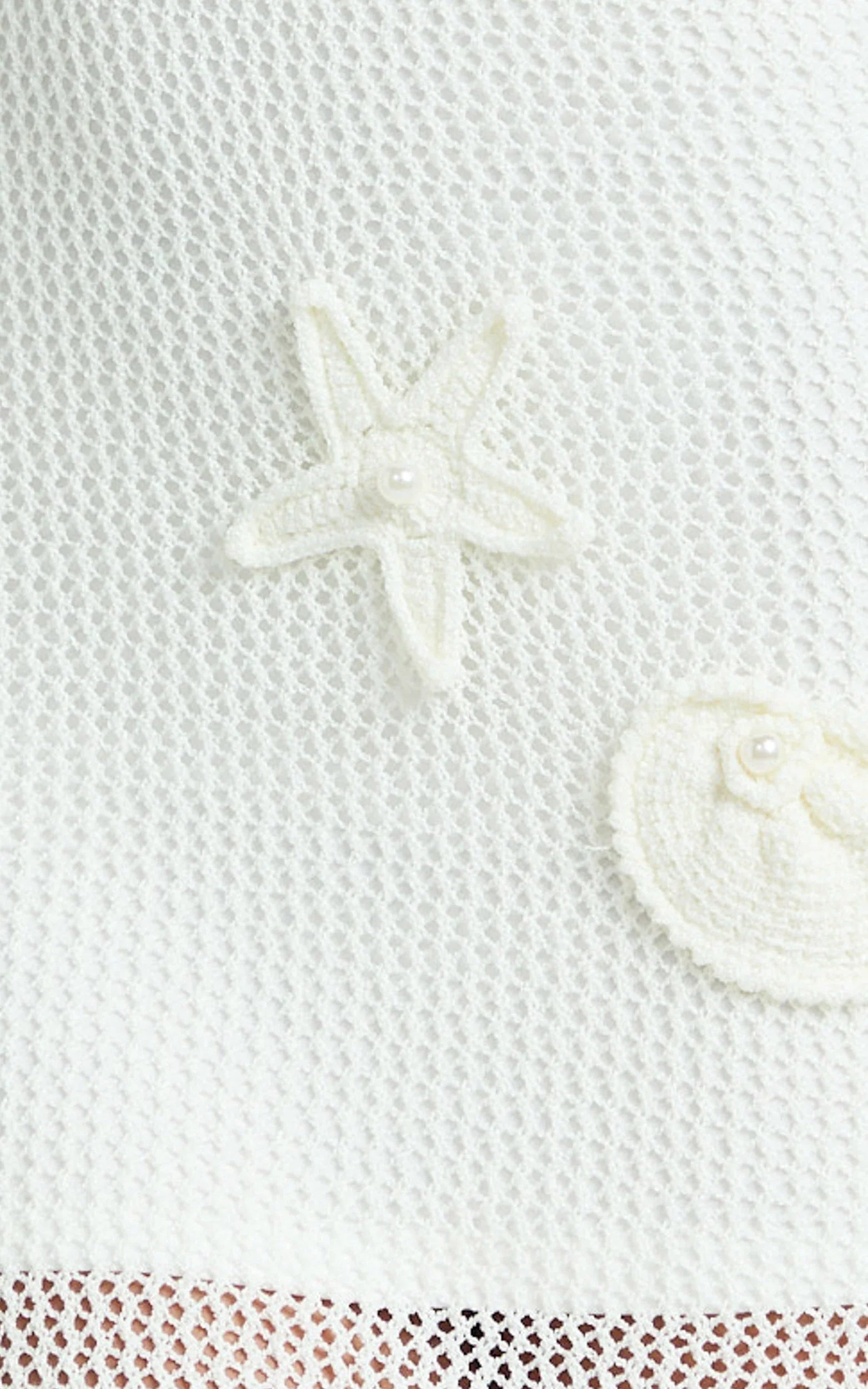 Alodia Maxi Dress - Sheer Crochet Knit With Crochet Seashells And Keyhole Dress in Off White
