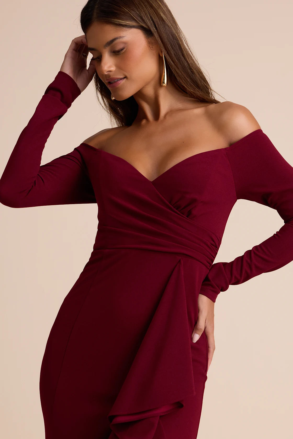 Notorious Perfection Black Off-the-Shoulder Ruffled Maxi Dress