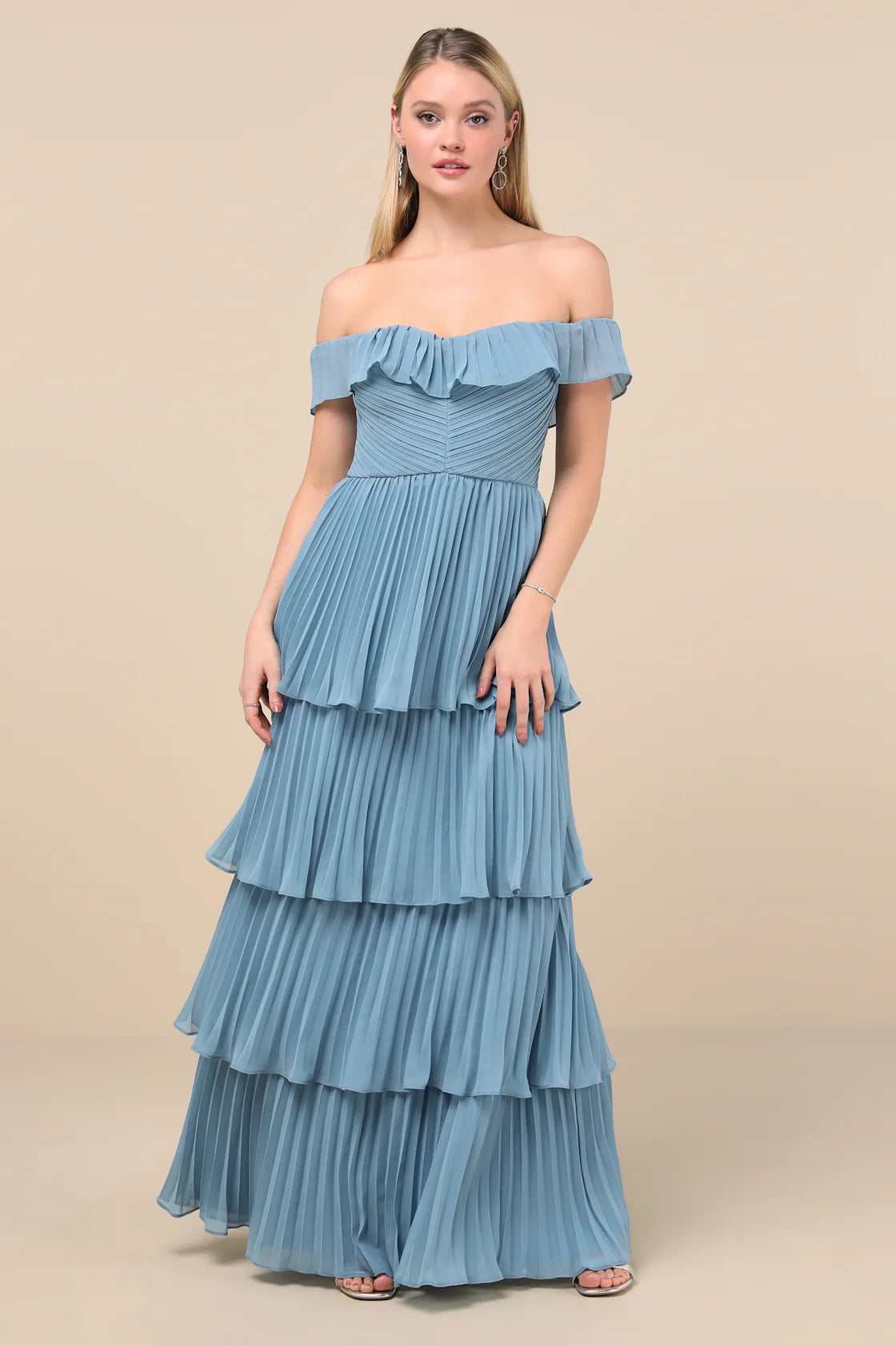 Always Remarkable Black Pleated Off-the-Shoulder Maxi Dress