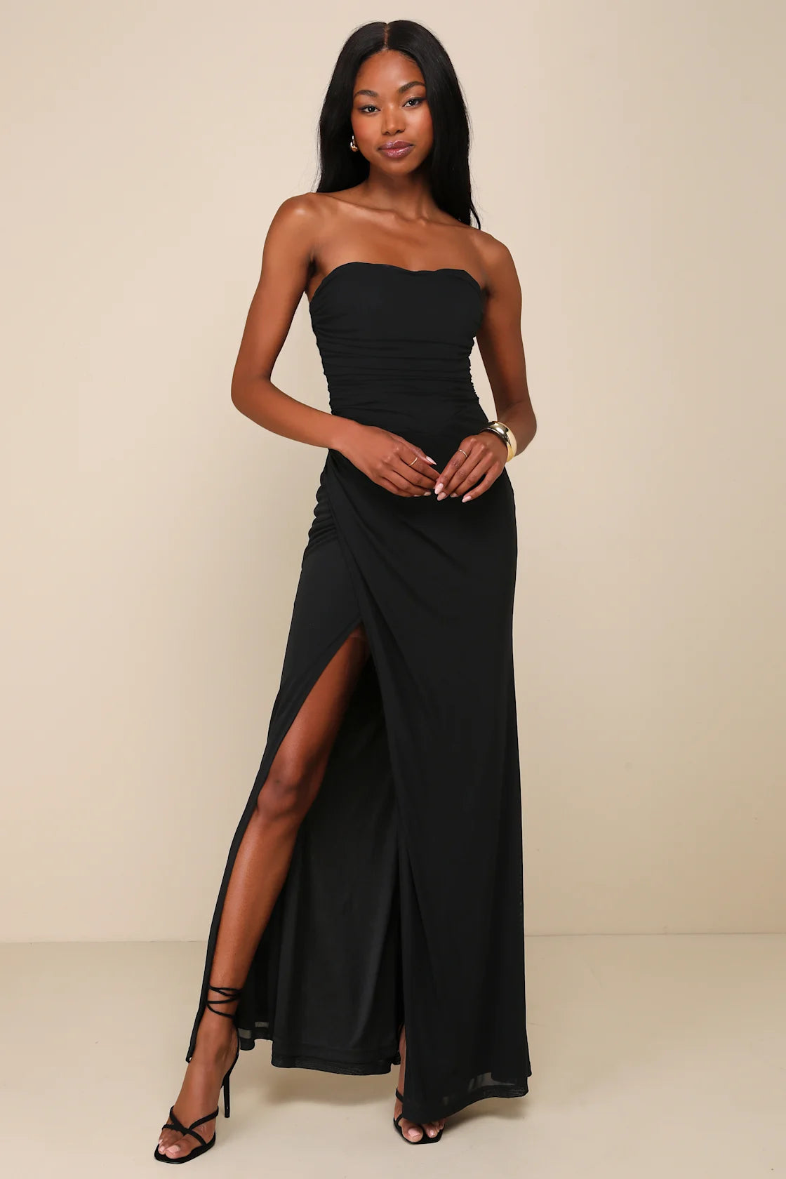 Epitome of Allure Emerald Green Strapless Ruched Tulip Maxi Dres