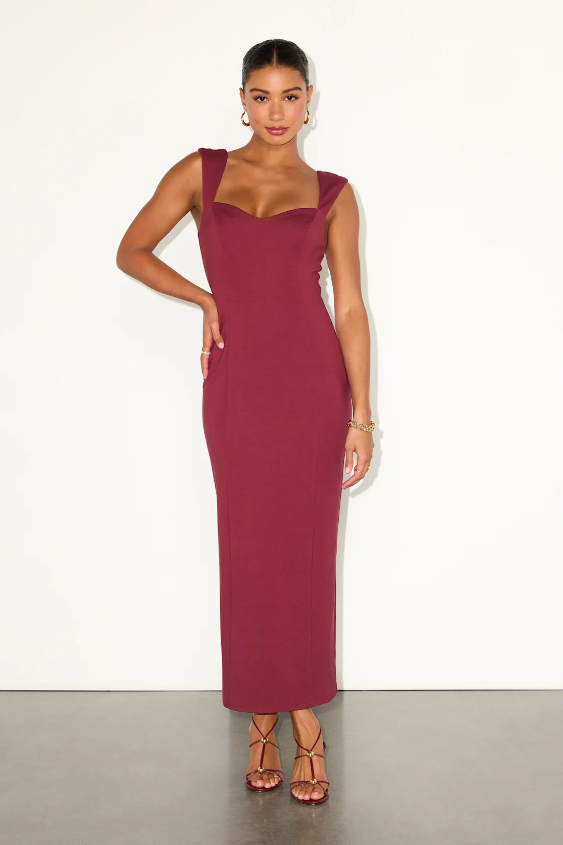 Samai Red Cap Sleeve Bodycon Midi Dress