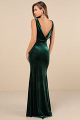 Ravishing Poise Burgundy Velvet Cowl Back Sleeveless Maxi Dress