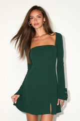 Adored Treatment Emerald Long Sleeve Tie Cuff Mini Dress