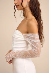 Anabella White Off-the-Shoulder Mermaid Maxi Dress