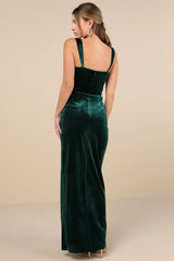 Pristine Luxury Dark Berry Velvet Bustier Maxi Dress