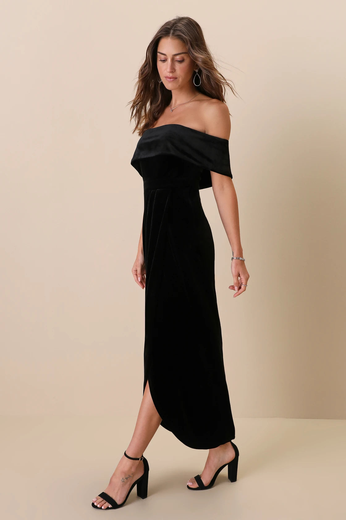 I'm Enchanted Red Velvet Off-the-Shoulder Maxi Dress