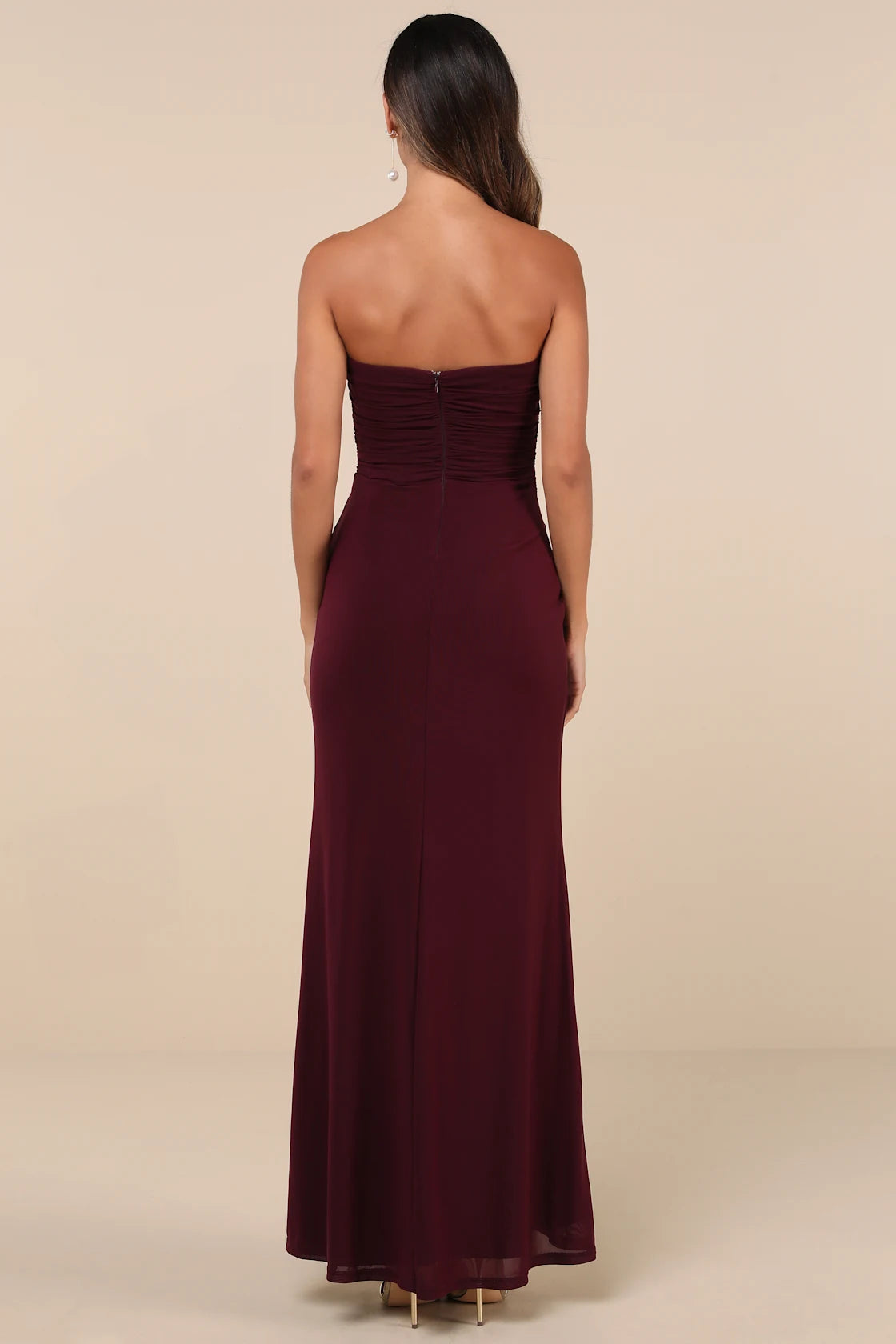 Epitome of Allure Emerald Green Strapless Ruched Tulip Maxi Dres