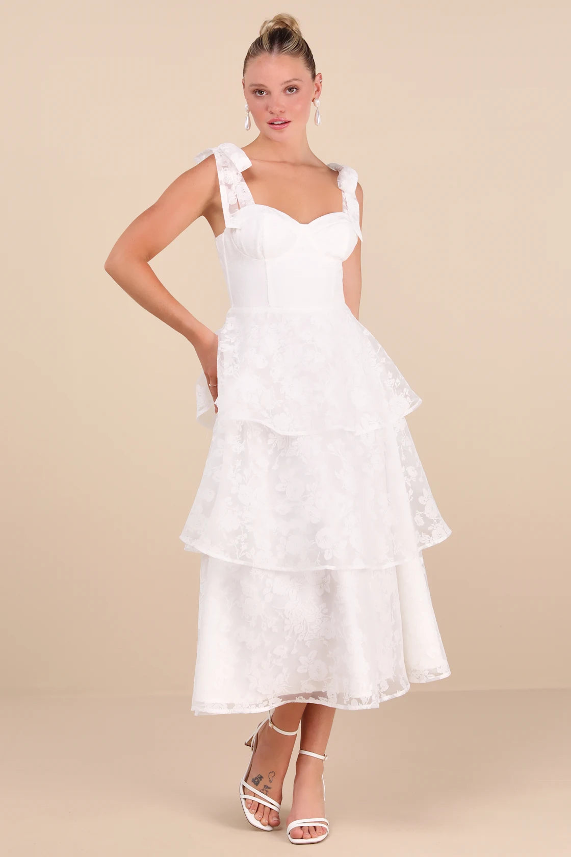 Glamorous Sweetie Sage Burnout Tie-Strap Bustier Midi Dress