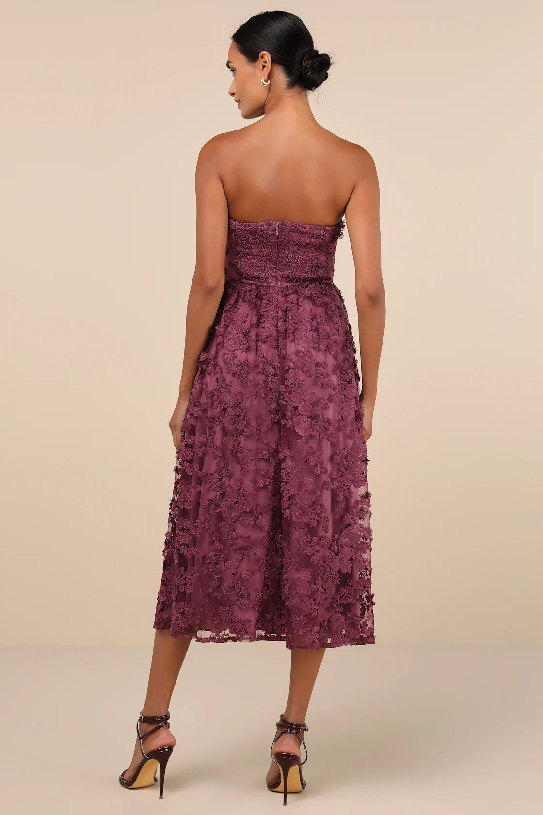 Quite Perfect White Floral Embroidered Strapless Midi Dress