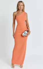 Criselda Maxi Dress - One Shoulder Maxi Dress in Orange