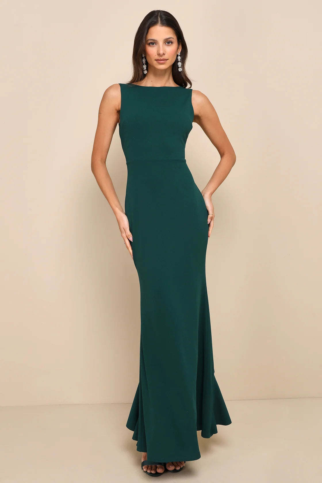 Exquisite Refinement Red Backless Bow Ruffled Maxi Dress