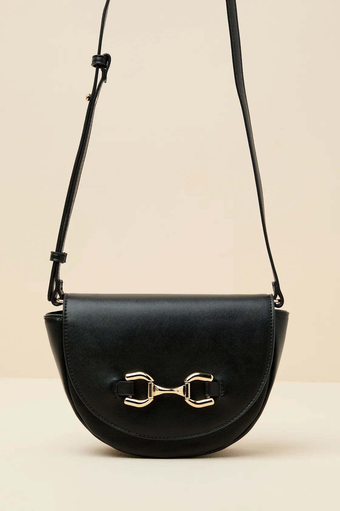 Cassia Black Horsebit Crossbody Bag