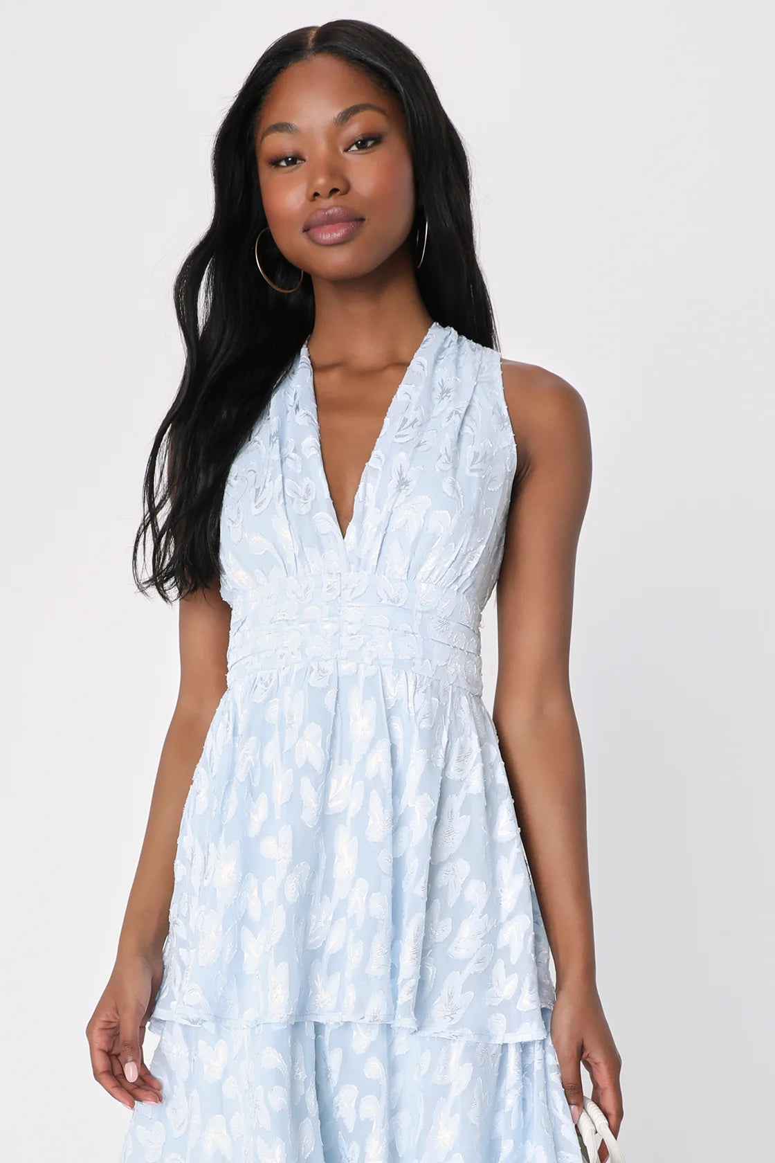 Make It Mesmerizing Navy Blue Jacquard Tiered Midi Dress