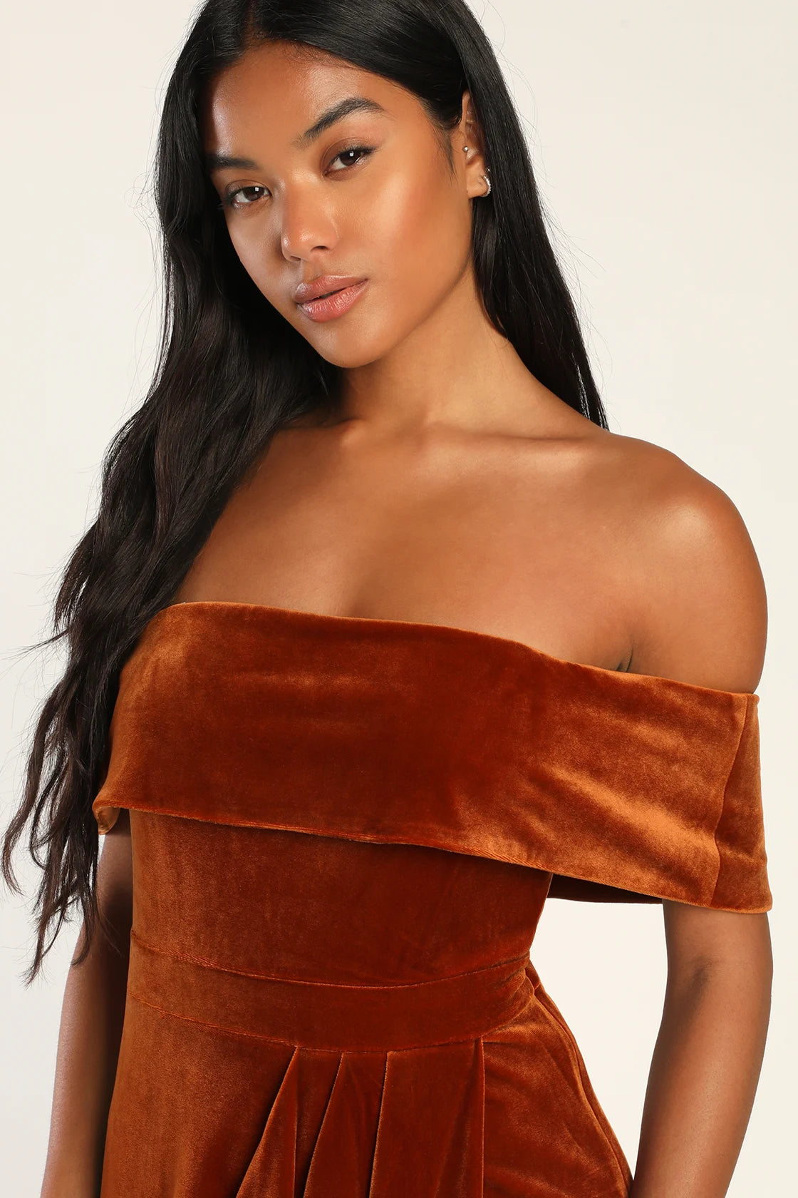 I'm Enchanted Red Velvet Off-the-Shoulder Maxi Dress