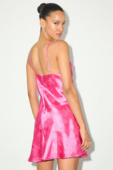 Close to Your Heart White Satin Jacquard Cowl Slip Dress
