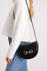 Cassia Black Horsebit Crossbody Bag