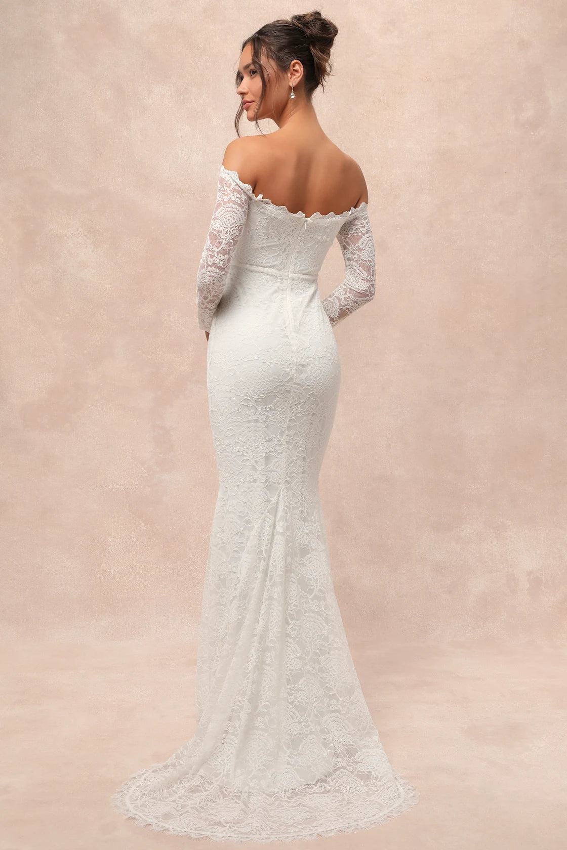 Beloved Promise White Lace Off-the-Shoulder Mermaid Maxi Dress