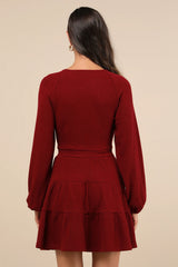 Adorable Option Heather Beige Long Sleeve Mini Sweater Dress