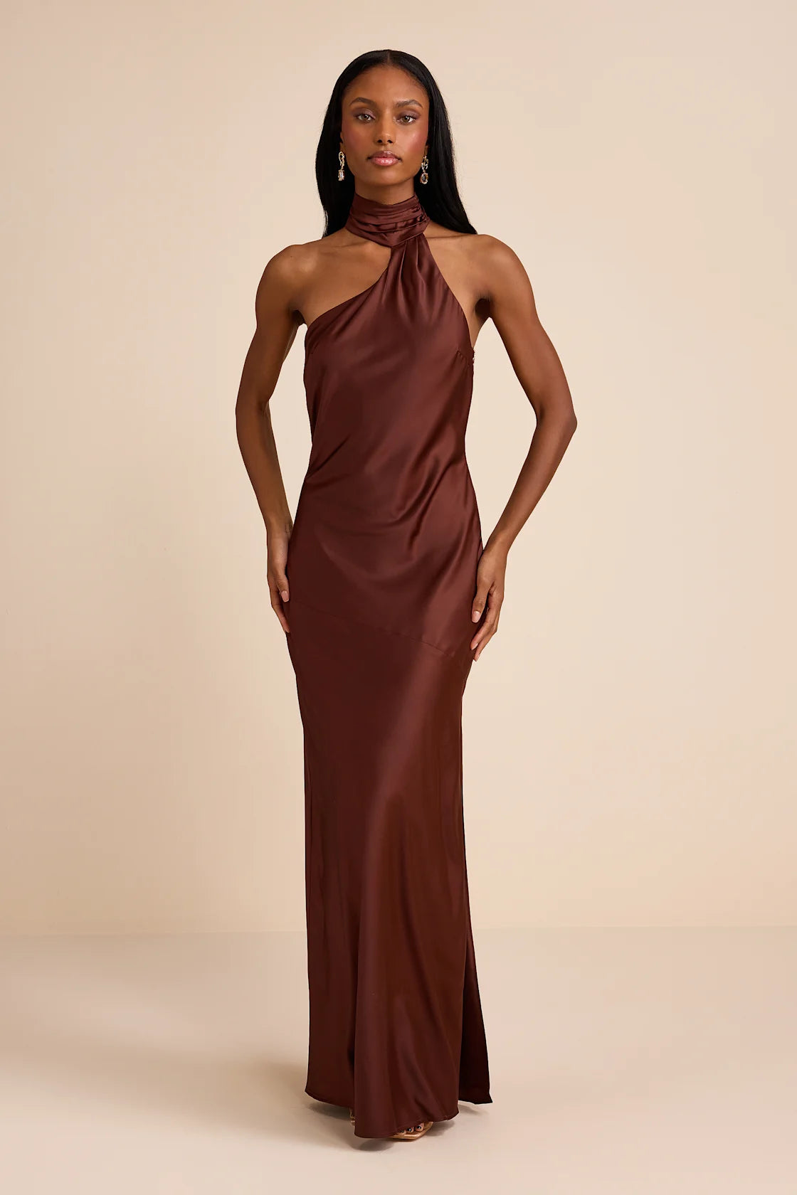 Madalena Red Satin Cowl Back Maxi Dress