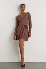 Cozy Poise Beige Henley Long Sleeve Mini Sweater Dress