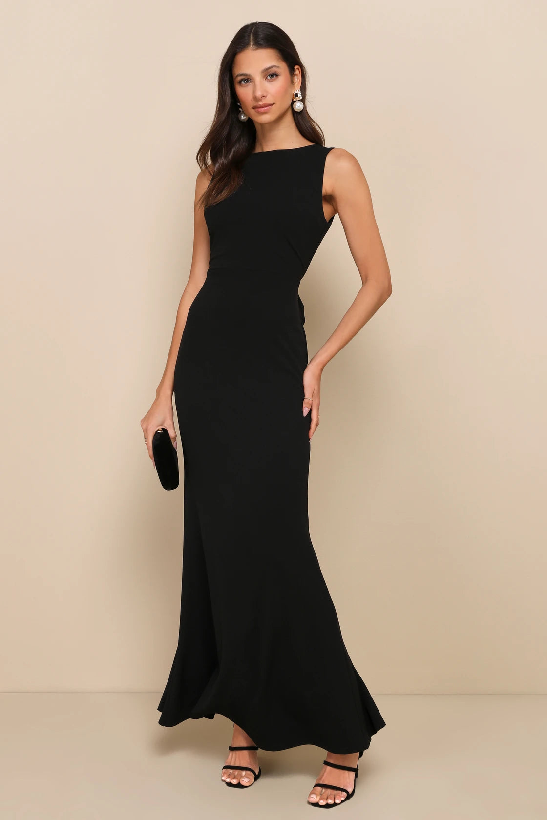 Exquisite Refinement Red Backless Bow Ruffled Maxi Dress