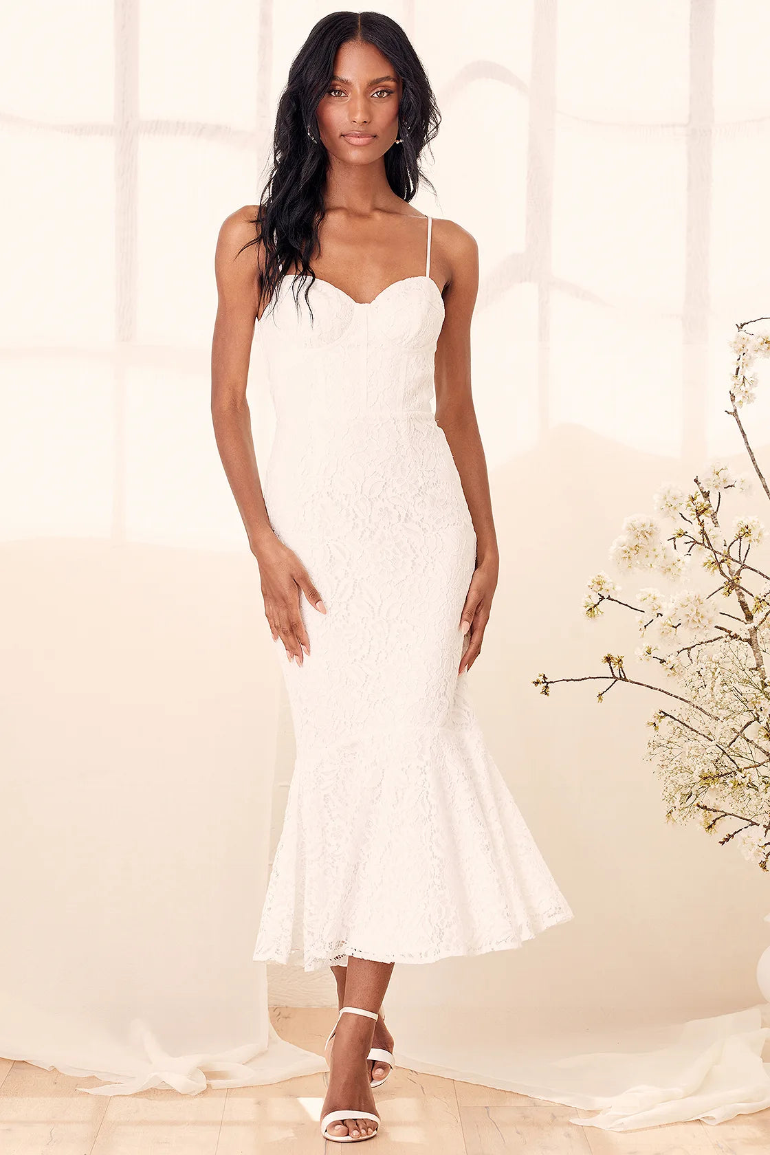 Found Your Love Wine Red Lace Sleeveless Trumpet Midi Dress