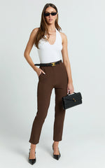 Hermie Pants - High Waisted Cropped Tailored Pants in Chocolate