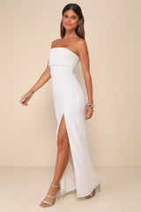 Classy Consideration Coral Pink Strapless Maxi Dress