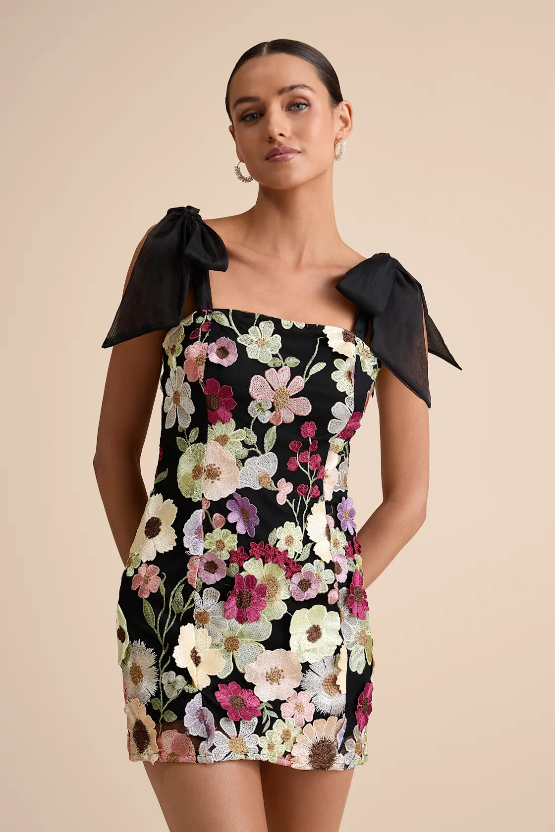 Emphatically Adorable Hot Pink Floral Tie-Strap Mini Dress