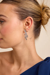 Windsor Silver Rhinestone Leaf Drop Earrings