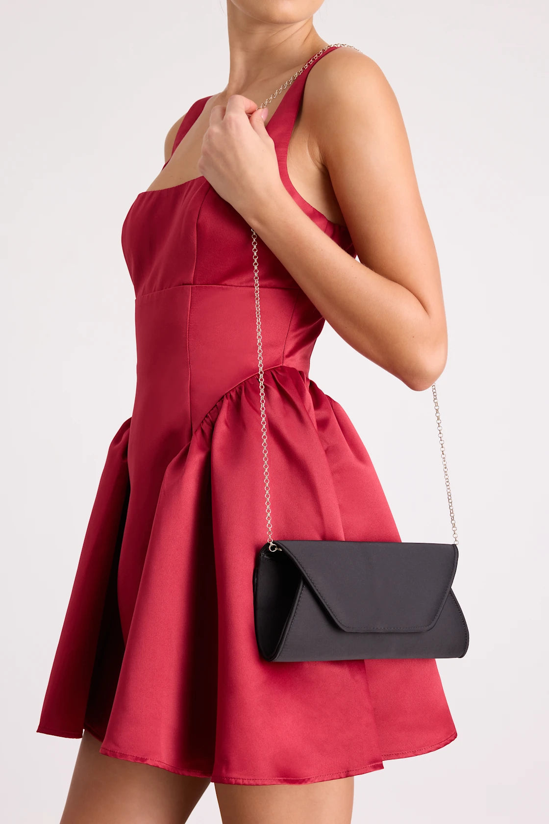 Adelae Ivory Satin Envelope Crossbody Clutch