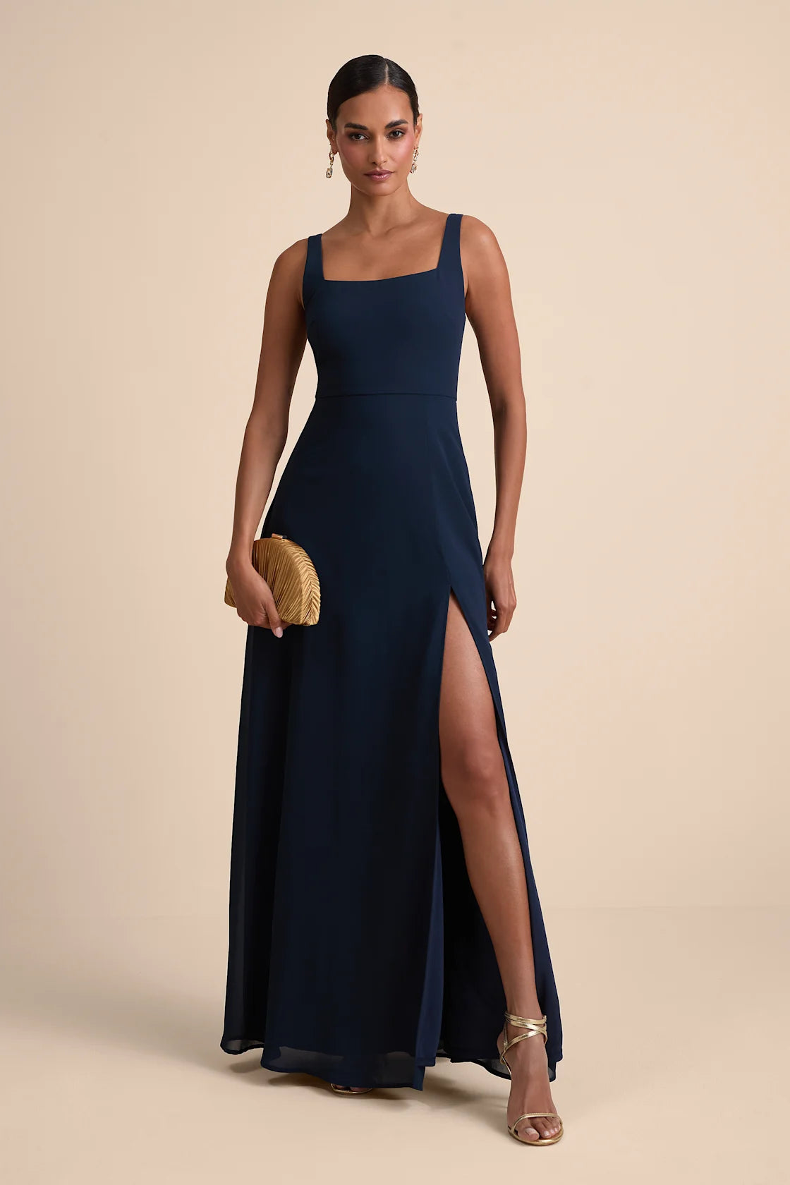 Remarkable Arrival Navy Blue Sleeveless Maxi Dress