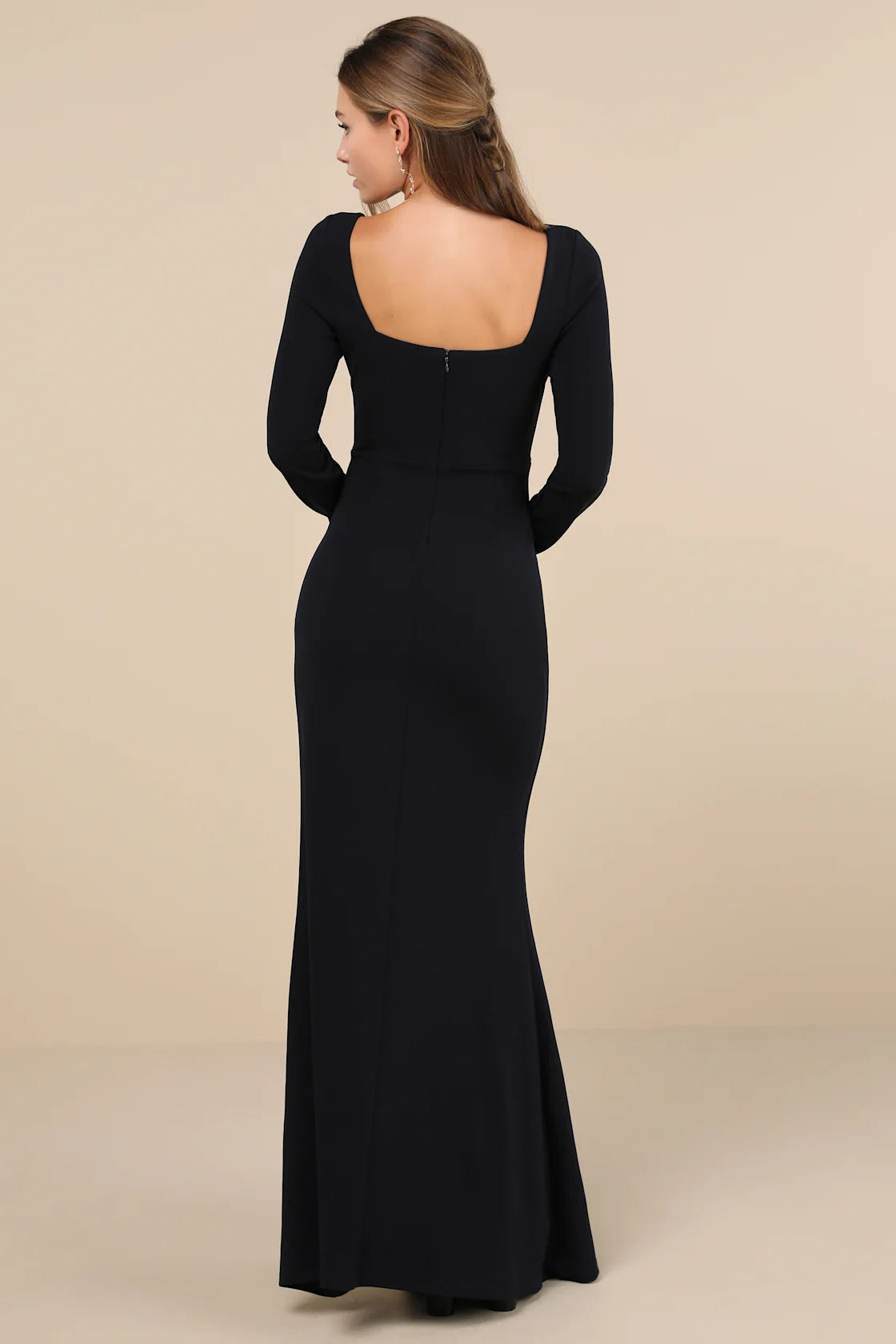Infinitely Elegant Midnight Blue Long Sleeve Maxi Dress