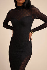 Callaway Black Textured Mock Neck Maxi Dress
