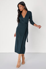 Literary Lover Dark Plum Midi Wrap Sweater Dress