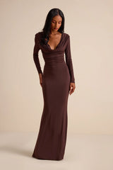 Jennifer Brown Jersey Knit Cowl Neck Maxi Dress