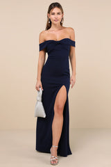 Elegant Perception Hunter Green Off-the-Shoulder Bow Maxi Dress