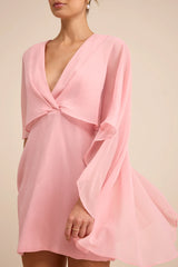 Jolia Light Pink Cape V-Neck Mini Dress