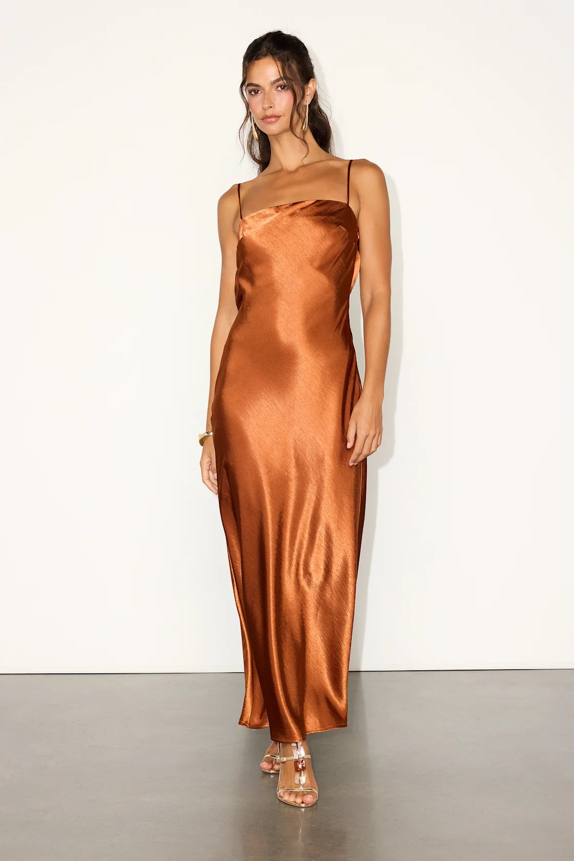 Hartley Silver Satin Tie-Back Maxi Dress