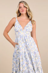 Brightly Blossoming Pink Multi Floral Tiered Midi Dress