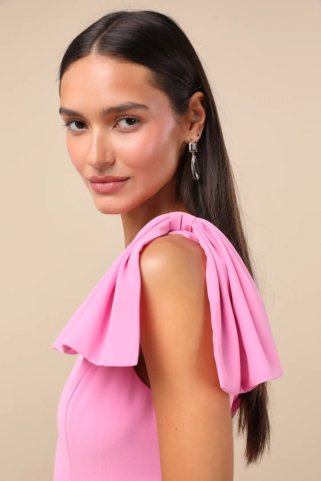 Simply Brilliant Black One-Shoulder Bow Maxi Dress