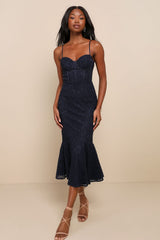 Found Your Love Wine Red Lace Sleeveless Trumpet Midi Dress