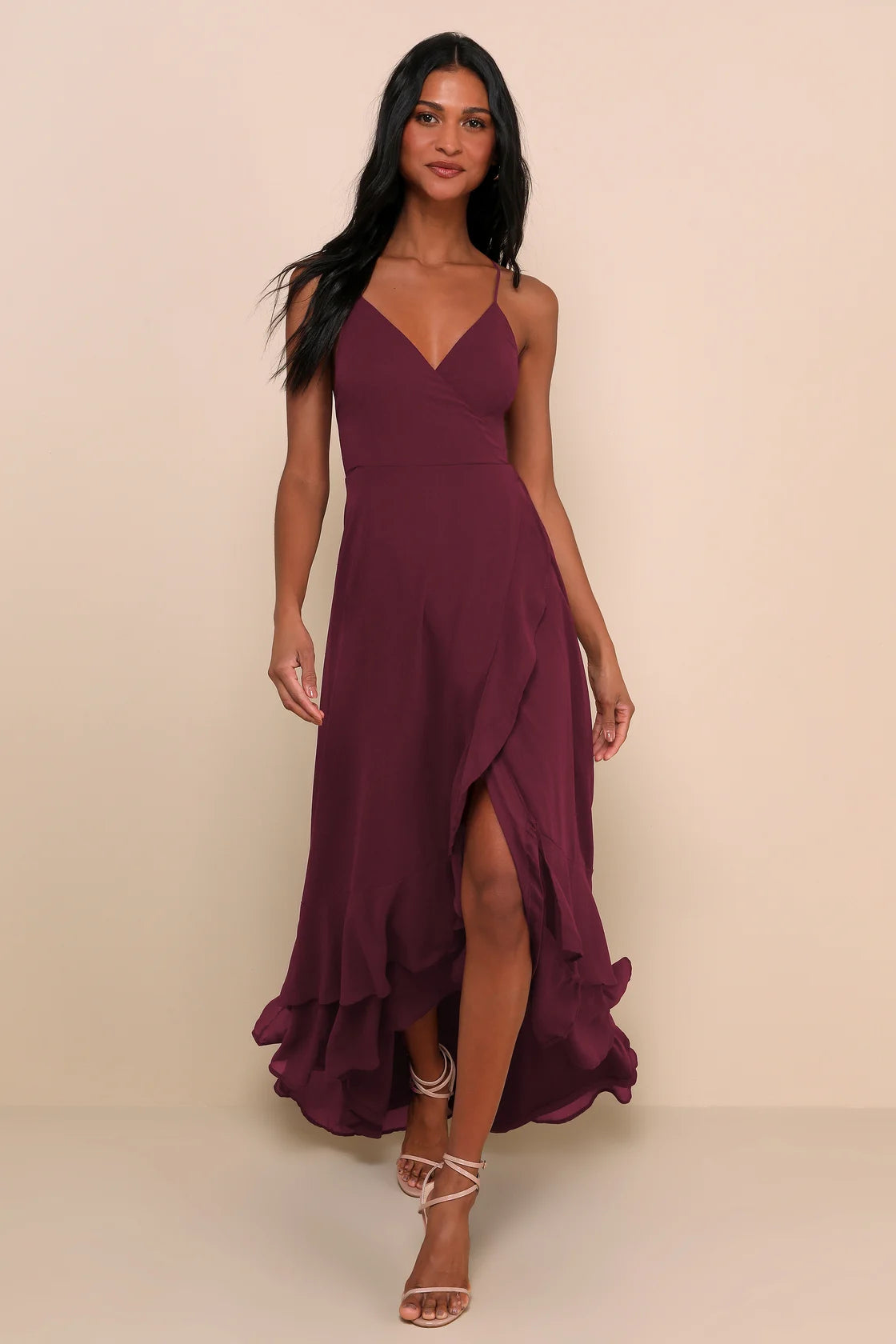 In Love Forever Light Blue Floral Lace-Up High-Low Maxi Dress