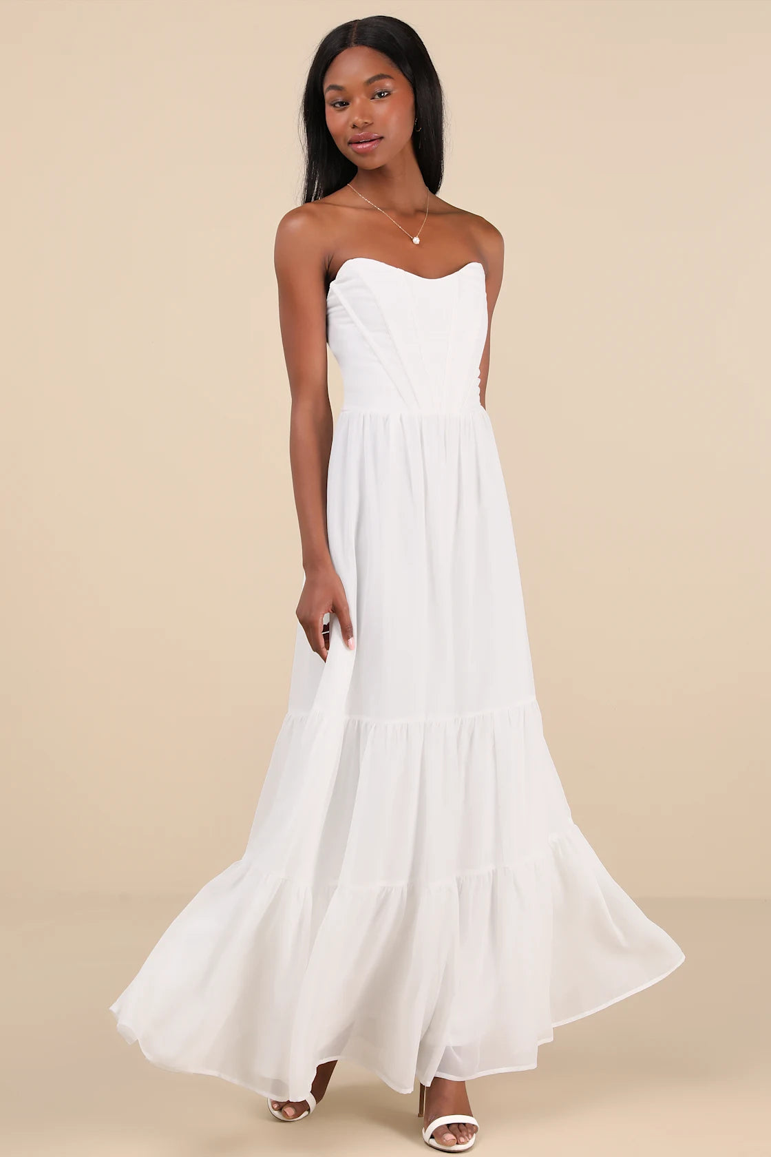 Special Moment Light Blue Floral Strapless Bustier Maxi Dress