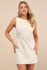 Alyvia Blue and White Striped Sleeveless Mini Dress