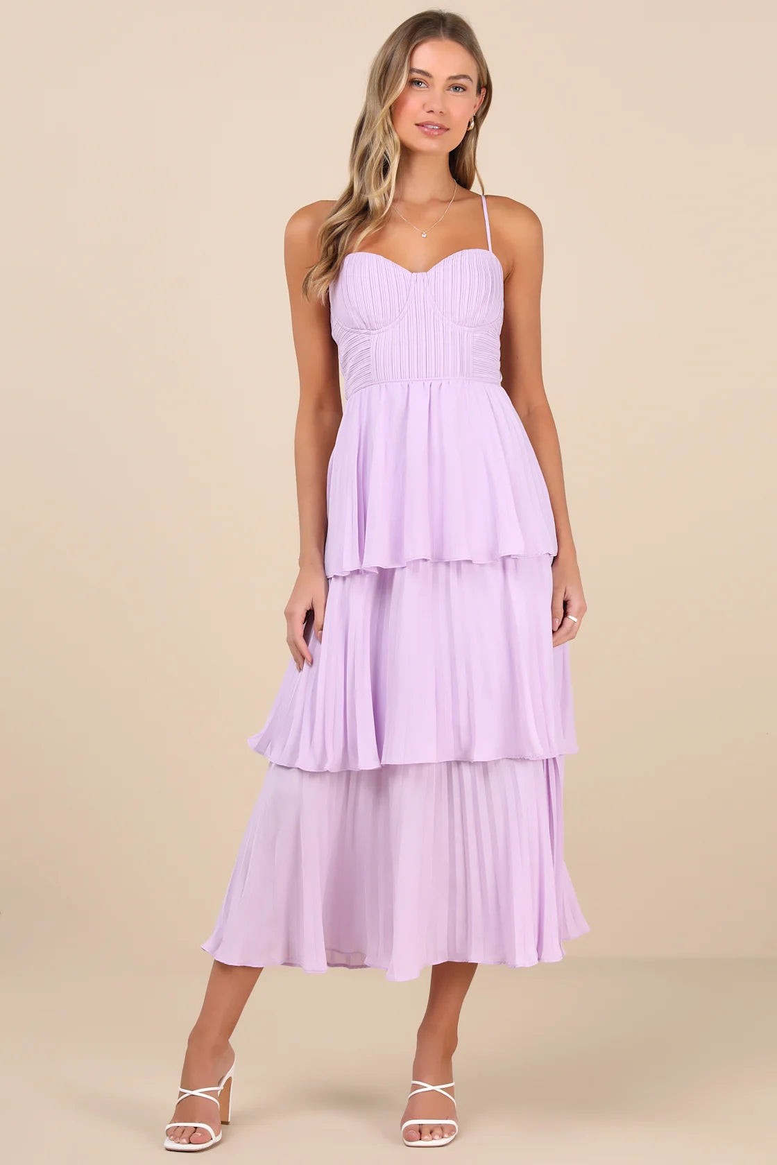 Cascading Crush Emerald Tiered Bustier Midi Dress