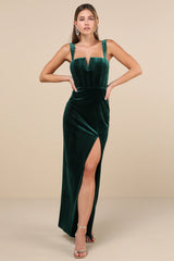 Pristine Luxury Dark Berry Velvet Bustier Maxi Dress